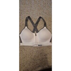 MTA Size Medium Sports Bra White Gray Lightly Lined No Underwire Athleisure Yoga
